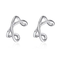 Pendientes de doble línea cruzada en plata S925 para orejas sin perforaciones - 1 Pieza / Plateado