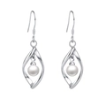 S925 sterling silver twist hollow pearl drop earrings with elegant dangling tassel hooks - 925 Silver / 925 Silver