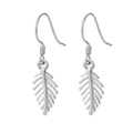 Pendientes de plata de ley 925 con forma de hoja y delicados detalles de plumas - Plateado
