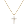 Funkelnde S925 Silber Kreuz Anhänger Halskette mit Zirkonia Steinen an einer Goldkette - 925er Silber / Gold