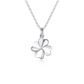 Elegant S925 sterling silver four-leaf clover pendant necklace with polished mirror finish - White Gold Plated Pendant Only (No Chain Included) / 925 Silver