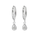 Elegantes pendientes de aro de plata de ley S925 con colgantes de circón en forma de pera - Plata 925 / Oro Blanco