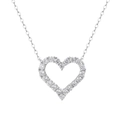 Halskette aus S925 Sterlingsilber mit hohlem Herzanhänger und Zirkonia-Besatz - 925er Silber / Weißgold