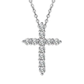 Collana con pendente a croce in argento sterling S925 con diamanti scintillanti - Argento 925 / Oro Bianco