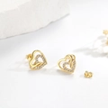 Elegante Ohrstecker aus S925 Sterlingsilber mit Doppelherz und funkelndem Zirkon, Gold - 925er Silber / Gold