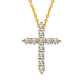 Collana a croce in argento S925 dorato con diamanti scintillanti incastonati da donna - Argento 925 / Oro