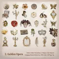 Golden Opera vintage PET stickers with clock and butterfly patterns, 30 pieces set - Golden Opera
