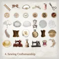 Vintage sewing theme PET sticker set with scissors and sewing machine for DIY journals - Sewing Craftsman