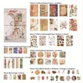 83-piece vintage botanical scrapbook kit with paper stickers, tags and bookmarks - Four Seasons Flowery