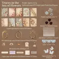 Antique poem style decorative collage kit with floral stickers and vintage lace texture - Flower Search