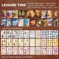 50 fogli di adesivi per scrapbooking a tema tempo libero in carta leggera e washi - Tempo Libero