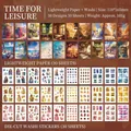 50 hojas de pegatinas de scrapbooking tema tiempo libre en papel ligero y washi - Tiempo de Ocio