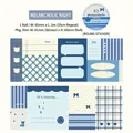 Cinta adhesiva washi tema Melancholic Night con ilustraciones azules estéticas - Noche Melancólica