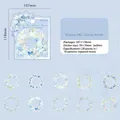 Floral PET stickers featuring light blue flower wreaths in a 20-sheet decorative set - Floral Soft Whispers