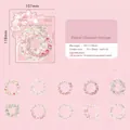 Floral PET wreath stickers set with 10 pink flower designs for scrapbooking and DIY craft - Sleeping Flower Cottage