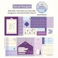 Ruban décoratif minimaliste en papier kraft blanc avec motifs géométriques violets et oiseaux - Pensées Secrètes