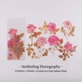 Pink dried rose PET stickers for DIY scrapbooking with transparent backing 6 sheets - 6 Sheets / Floral Secrets