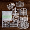 White hollow lace paper pack with European architectural and geometric patterns for DIY scrapbooking - Courtyard Gate