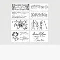 Set of 8 vintage rubber stamps with Victorian script and botanical motifs for journaling - Direct Proverb