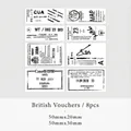 Retro British bill stamp set with 8 assorted vintage designs for DIY scrapbooking - British Bill