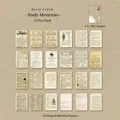 Retro library themed scrapbooking set with 25 vintage ephemera papers and PVC stickers - Study Memory