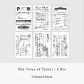 Vintage memo stamps set with retro receipt designs, 6 pieces, size 33mm x 50mm - Ticket Sound