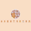 Set de cinta washi y pegatinas redondas con diseños de osos pintados a mano en color cacao - Té de Oso de Cacao