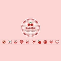 Pegatinas washi de cereza al licor en rosa con patrones de corazones y encaje - Cereza de Licor
