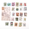 Vintage botanische Briefmarkenaufkleber-Set für DIY Scrapbooking mit floralen Motiven - Blumenkunst-Galerie