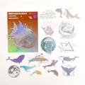 Holographic laser stickers set featuring whale and planet themes for journaling decor - Deep Sea Shimmer