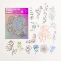 Autocollants PET dorés holographiques thème floral pour scrapbooking lot de 45 pièces - Fleurs en Pleine Floraison