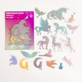 Autocollants laser PET Mirage Island de 45 pièces avec silhouettes de licornes et fées - Île Mirage
