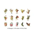 Vintage bloemenfee stickers met 15 florale elfenontwerpen voor scrapbooking en DIY - Groen Gras