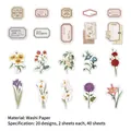 Vintage-Washi-Sticker-Set mit 40 Blatt botanischen und Etiketten-Designs - Blumen-Liebesbrief