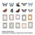 Infeelme Schmetterlingsnotizen Washi-Sticker-Set 40 Stück für DIY Vintage Scrapbooking - Schmetterlingsnotizen
