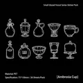 Vintage glass vessels PET stickers in white ink line art for creative journaling - Nectar Cup Style