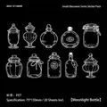 Artistic PET bottle stickers with white line drawings for creative journal decoration - Moonlight Bottle Style