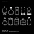Minimalist white ink PET stickers featuring glass vessel designs, 20 sheets per pack - Star Lantern Style