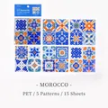 Adesivi decorativi in PET stile marocchino con motivi classici in piastrelle, 15 pezzi - Marocco