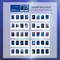 Set de 20 pegatinas láser LOMO azules con patrones de océanos y mariposas - Comienza con Azul