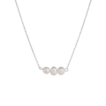 Minimalist 925 sterling silver necklace featuring three natural freshwater pearls on a chain - White Gold