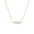 Minimalist 925 silver necklace featuring three natural freshwater pearls on a gold chain - Gold