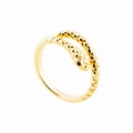 Chic S925 sterling silver snake-shaped open ring with golden textured scales finish - Adjustable Open / Gold