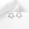 Orecchini a cerchio minimalisti in argento sterling S925 a stella con finitura lucida - Argento 925 / Oro Bianco