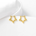 Eleganti orecchini a stella in argento S925 dorato su tessuto di seta bianca - Argento 925 / Oro