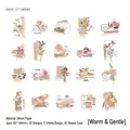 Retro botanical washi paper sticker pack with 40 vintage nature watercolor decals - Floral Breeze Theme