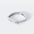Polierter S925 Sterlingsilber Ring mit offenem Design und minimalistischem Knotenmotiv - Einstellbar Offen / 925 Sterling Silber Platinierte