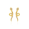 Orecchini a forma di serpente in argento con zirconi bianchi e finitura in oro - Argento 925 / Oro