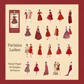 Vintage Paris Socialite Washi Stickers Set, 40 Pieces Retro Fashion Person Illustration - 40 Sheets / Parisian Celebrity