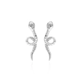 Eleganti orecchini a serpente in argento sterling 925 con zirconi bianchi e forma simmetrica - Argento 925 / Oro Bianco